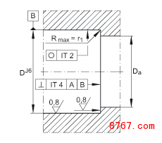 推力角接触球轴承 7603020-TVP, 单向，接触角 α = 60°，限制公差
