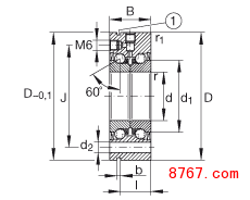推力角接触球轴承 ZKLF2575-2RS, 双向，螺钉安装，两侧唇密封