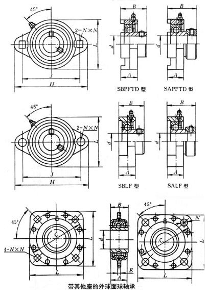 SALF205轴承图纸